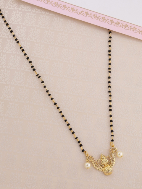 

Voylla Women Gold-Plated & Black Beaded Mangalsutra
