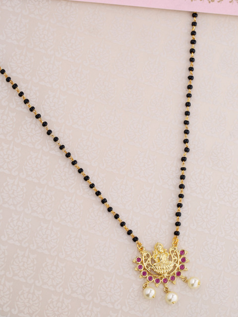 

Voylla Women Gold-Plated & Black Beaded Mangalsutra
