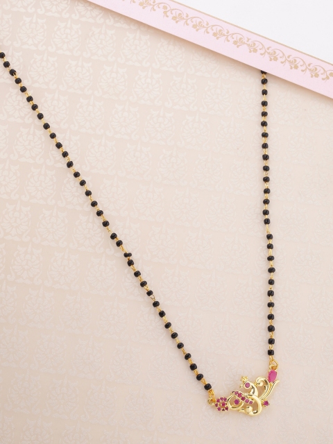 

Voylla Women Gold-Plated & Black Beaded Mangalsutra