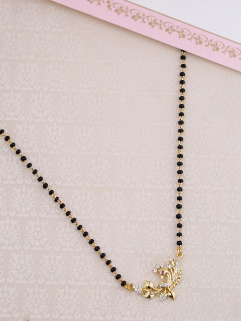 

Voylla Women Gold-Plated & Black Beaded Mangalsutra