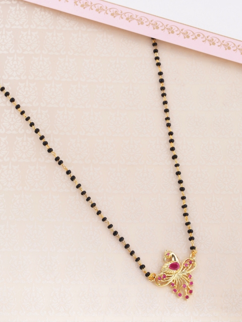 

Voylla Women Gold-Plated & Black Beaded Mangalsutra