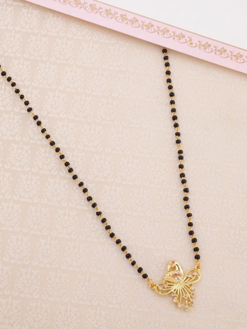 

Voylla Women Gold-Plated & Black Beaded Mangalsutra