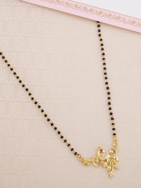 

Voylla Women Gold-Plated & Black Beaded Mangalsutra