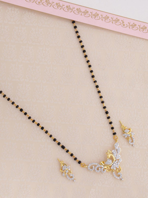 

Voylla Women Gold-Plated & Black Beaded Mangalsutra