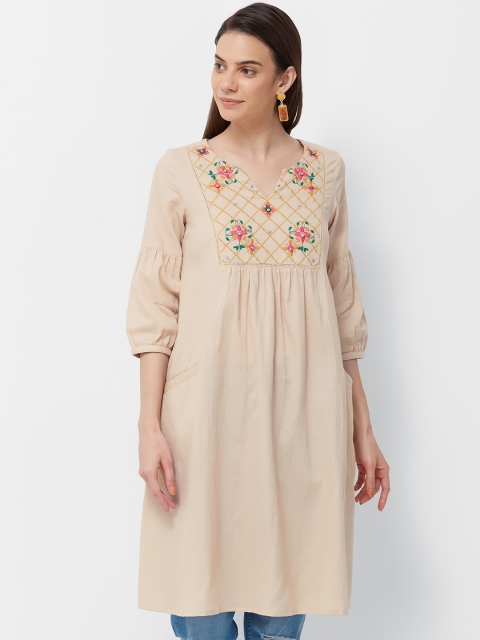 

Naari Women Beige Embroidered Tunic