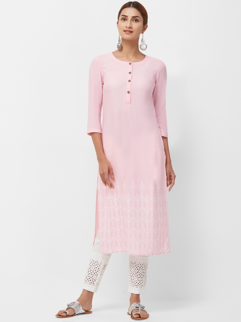 

Naari Women Pink Embroidered A-Line Kurta