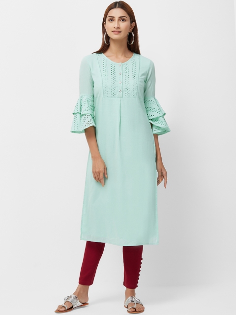 

Naari Women Green Solid A-Line Kurta