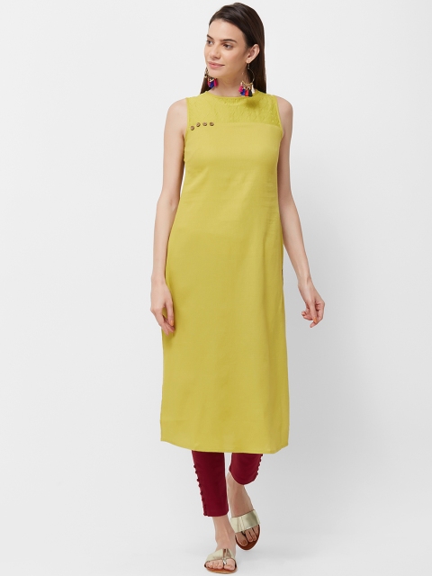 

Naari Women Olive Solid A-Line Kurta