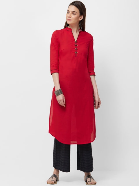 

Naari Women Red Solid A-Line Kurta