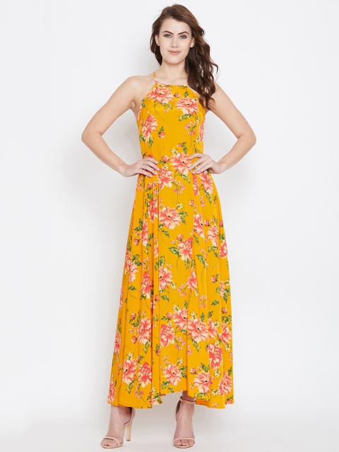 

Berrylush Women Yellow Printed Maxi Dress
