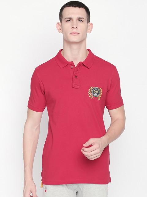 

FiTZ Men Red Solid Polo Collar T-shirt
