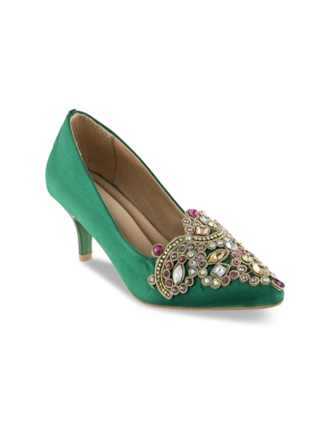 

Sherrif Shoes Women Green Solid Pumps