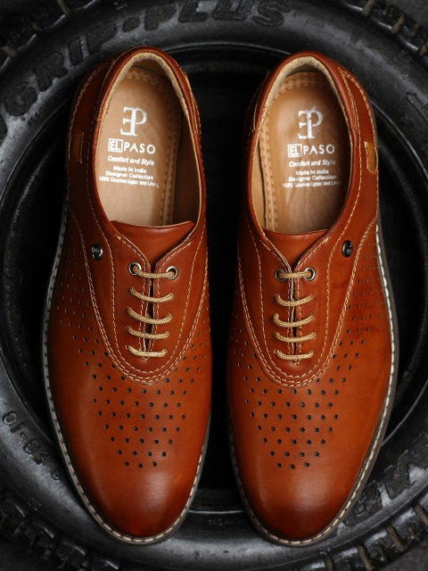 

El Paso Men Tan Brown Oxfords