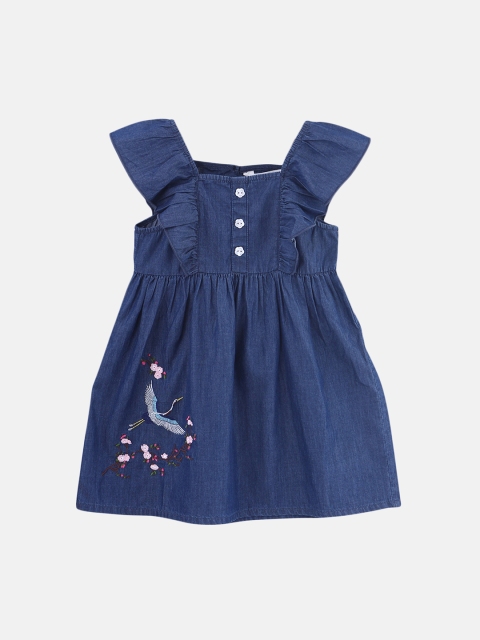

Beebay Girls Blue Solid Denim Empire Dress