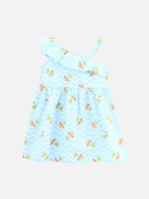 

Beebay Girls Blue Printed Fit and Flare Dress