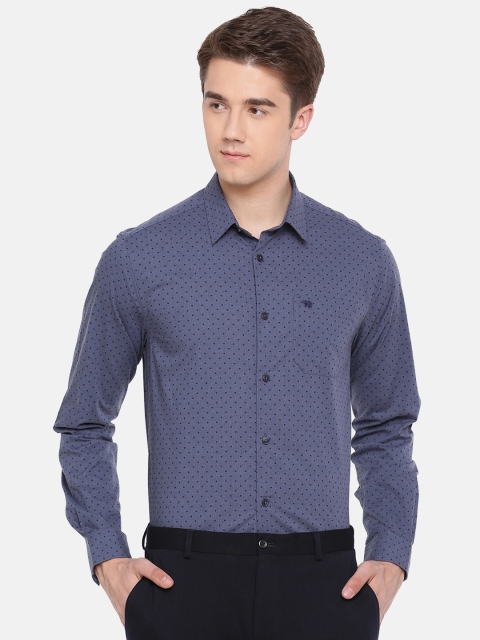 

THE BEAR HOUSE Men Blue Club Slim Fit Printed Party Shirt