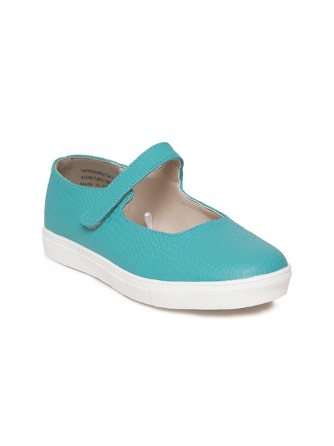

United Colors of Benetton Women Blue Textured Leather Ballerinas