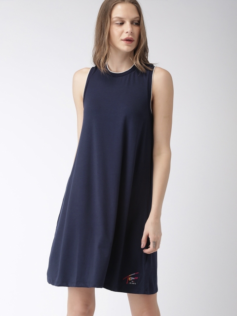 

Tommy Hilfiger Women Navy Blue Solid A-Line Dress