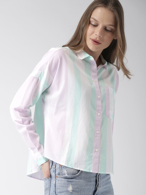 

Tommy Hilfiger Women Multicoloured Boxy Striped Casual Shirt, Multi
