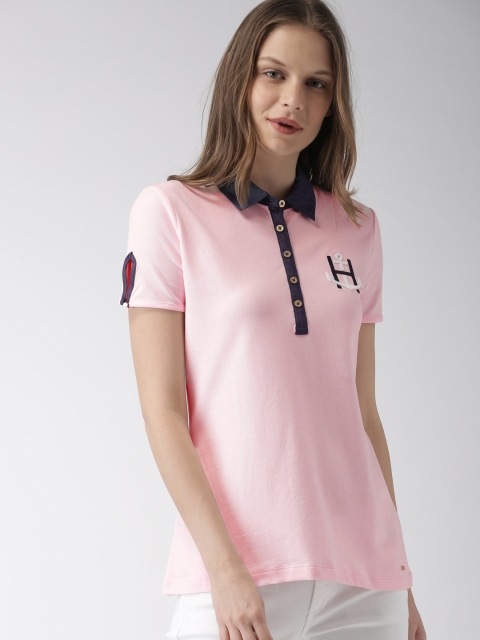 

Tommy Hilfiger Women Pink Solid Polo Collar T-shirt