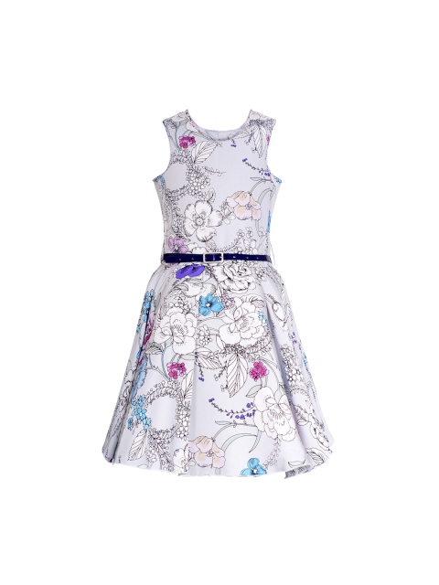 

naughty ninos Girls Grey Printed Fit and Flare Dress