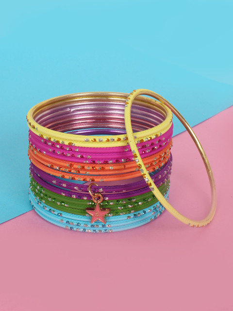 

Ayesha Set of 18 Multicolored Glitter Bangles, Multi