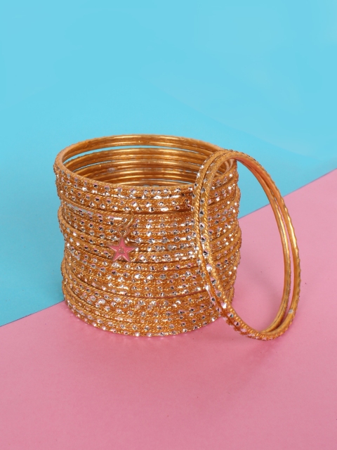 

Ayesha Set of 24 Gold-Toned With Silver Glitter Bangles