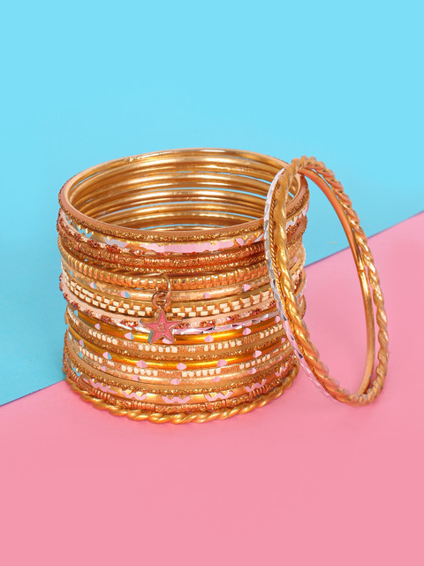 

Ayesha Set of 24 Gold-Toned With Glitter Metal Bangles