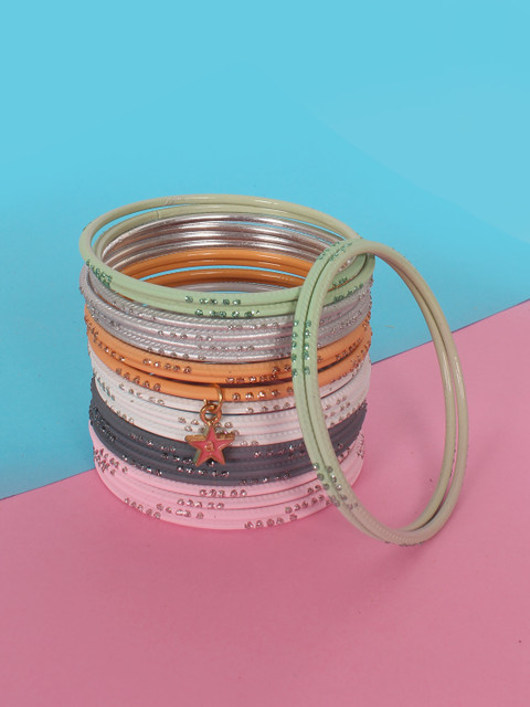 

ayesha Set of 18 Metallic Multi-coloured Bangles