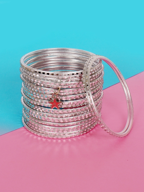 

Ayesha Set of 24 Silver Glitter Bangles