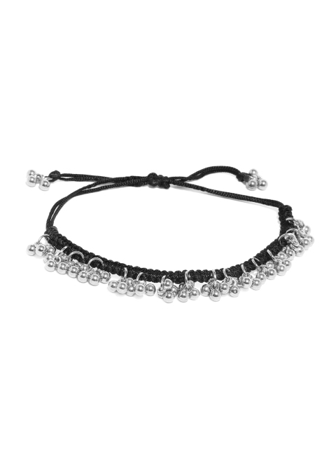 

Ayesha Black & Silver-Toned Ghungroo Anklet