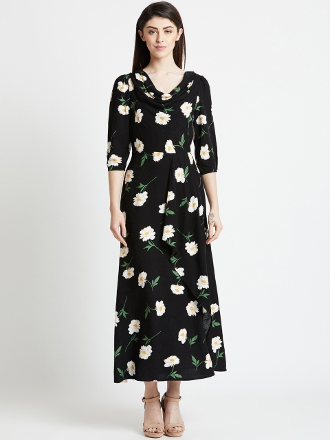 

COVER STORY Women Black Printed Fit and Flare Dress