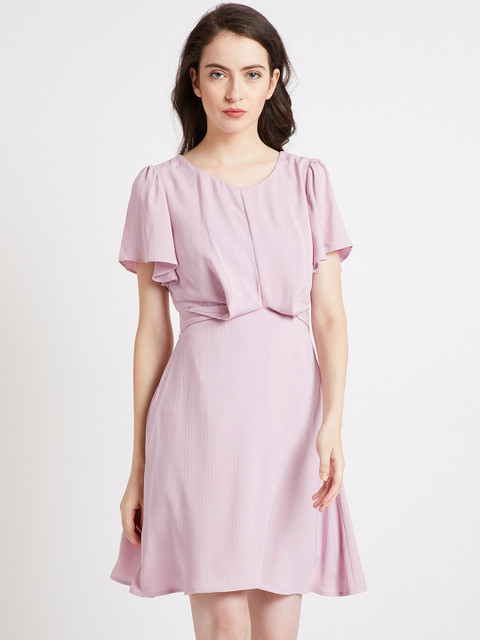 

COVER STORY Women Pink Solid Fit and Flare Dress