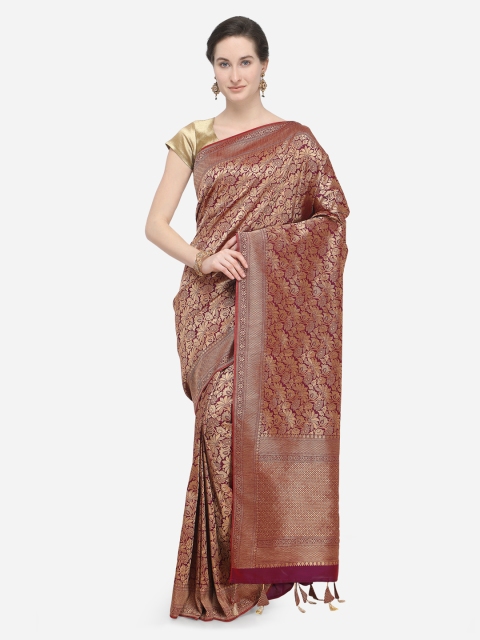 

Pisara Burgundy Silk Cotton Woven Design Banarasi Saree