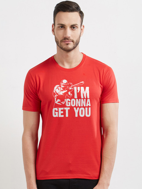 

WYO Men Red Printed Round Neck T-shirt