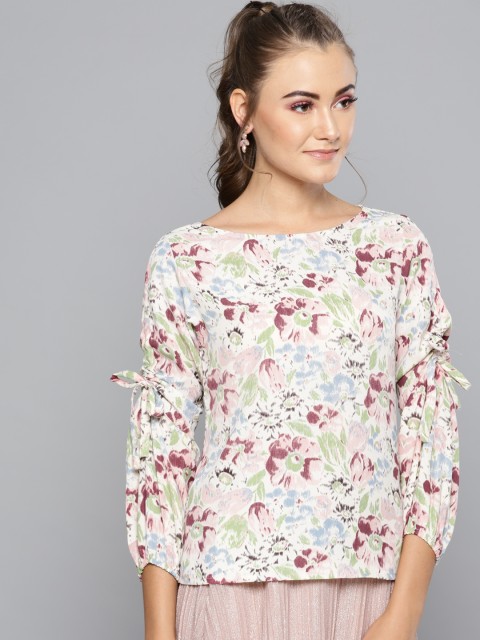 

RARE Women Off-White & pink Printed Top