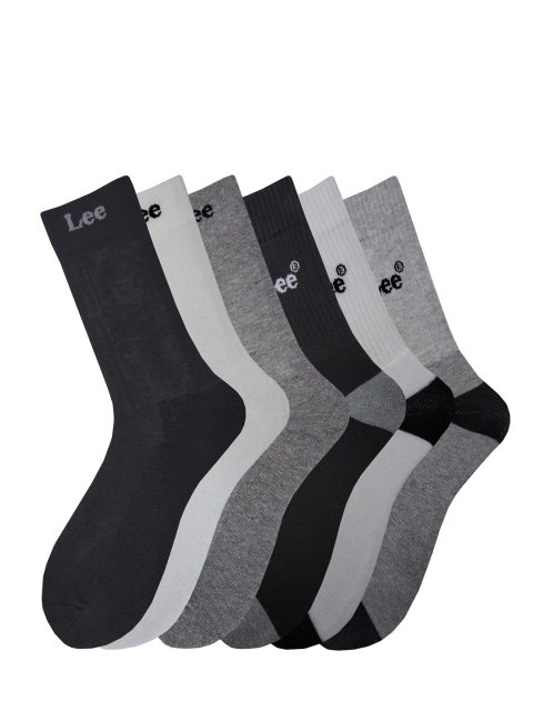 Lee Men's Pack of 6 Multicoloured Solid Calf-Length Socks, Multi