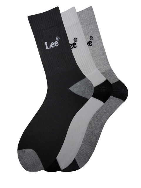 

Lee Men's Pack of 3 Multicoloured Solid Calf-Length Socks, Multi