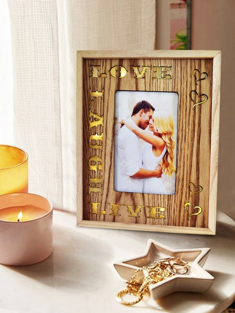 

Archies Love Gifts Brown & Gold-Coloured Wooden Photo Frame