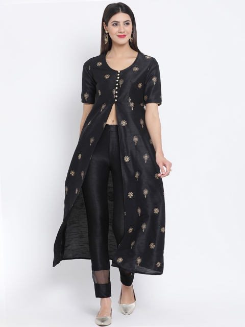 

studio rasa Women Black Printed Kurta with Trousers