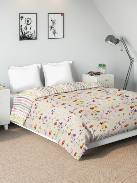 

DDecor Cream-Coloured Floral AC Room 150 GSM Double Bed Dohar