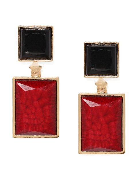 

Blisscovered Red & Black Square Drop Earrings