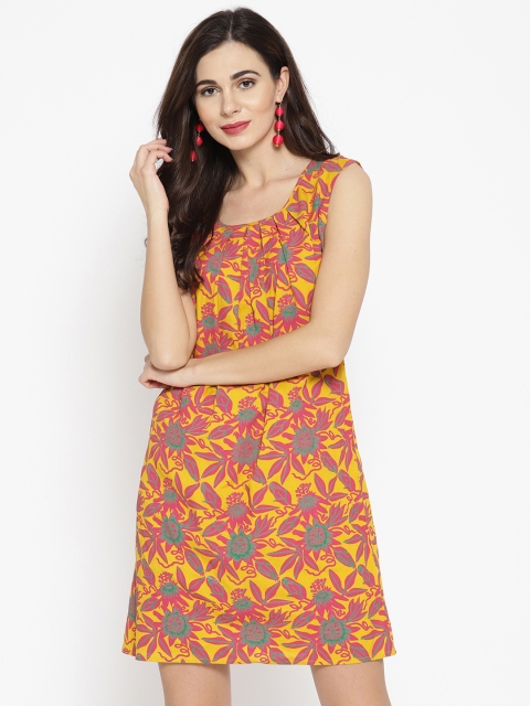 

MABISH by Sonal Jain Women Yellow & Pink Shift Dress