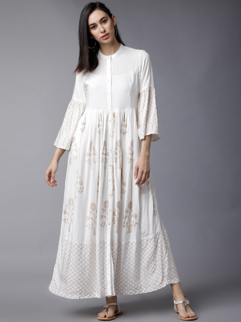 

Vishudh Women Off-White Printed Maxi Dress