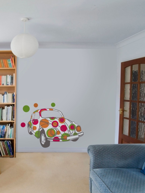 

Home Decor Line Multicoloured Fancy Car Wall Stickers, Multi