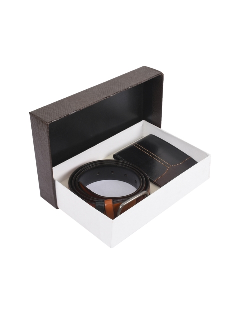 

BuckleUp Men Black & Tan Brown Leather Accessory Gift Set