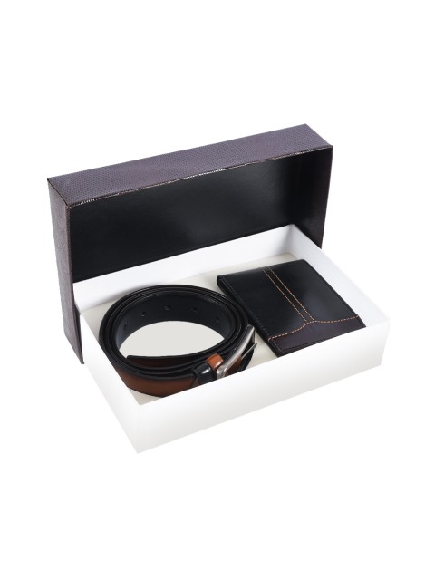 

BuckleUp Men Black & Tan Brown Leather Accessory Gift Set