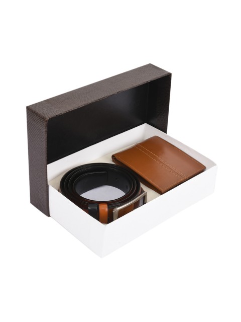 

BuckleUp Men Tan Brown Leather Accessory Gift Set