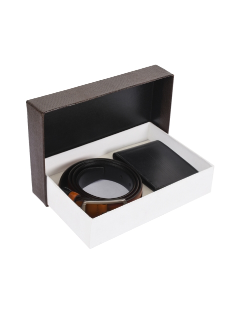 

BuckleUp Men Black & Tan Brown Leather Accessory Gift Set