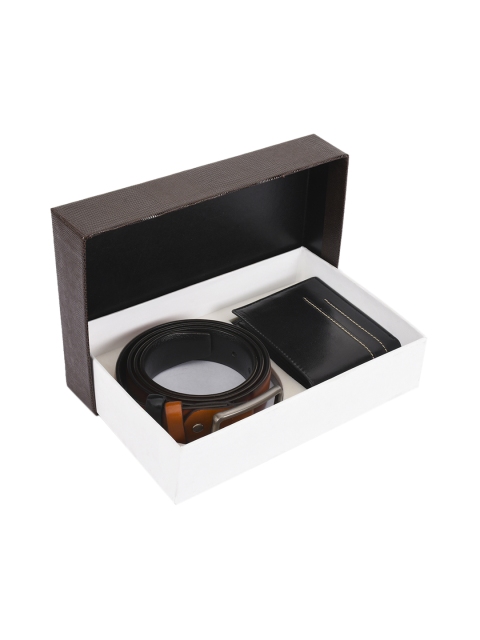 

BuckleUp Men Black & Tan Brown Leather Accessory Gift Set